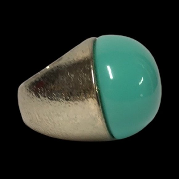 SOLD 🛍 Vintage Custom Made Green Jade Gold Ring - Picture 3 of 9